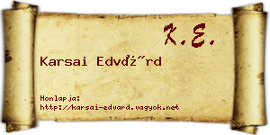 Karsai Edvárd névjegykártya